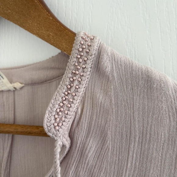 Anthropologie Floreat Blouse Gauzy Beaded Grey - Picture 4 of 9